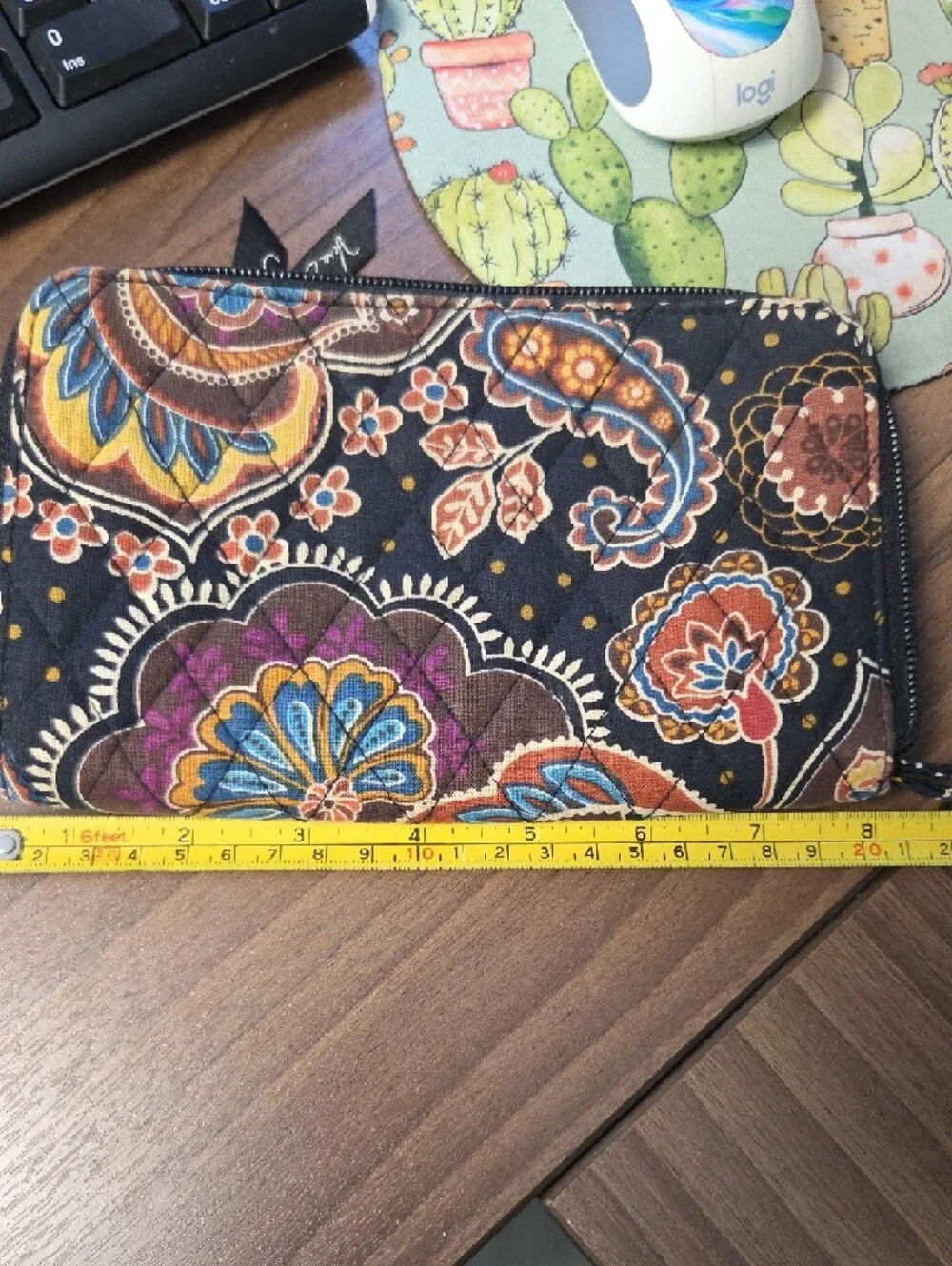 Vera Bradley Quilted Paisley Wristlet in Brown Multi "Kensington Brown" - Picture 5 of 5